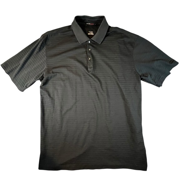 Nike Fit-Dry Tiger Woods Collection Polo Golf‎ Shirt Men's Size L Black Ribbed - Picture 1 of 6